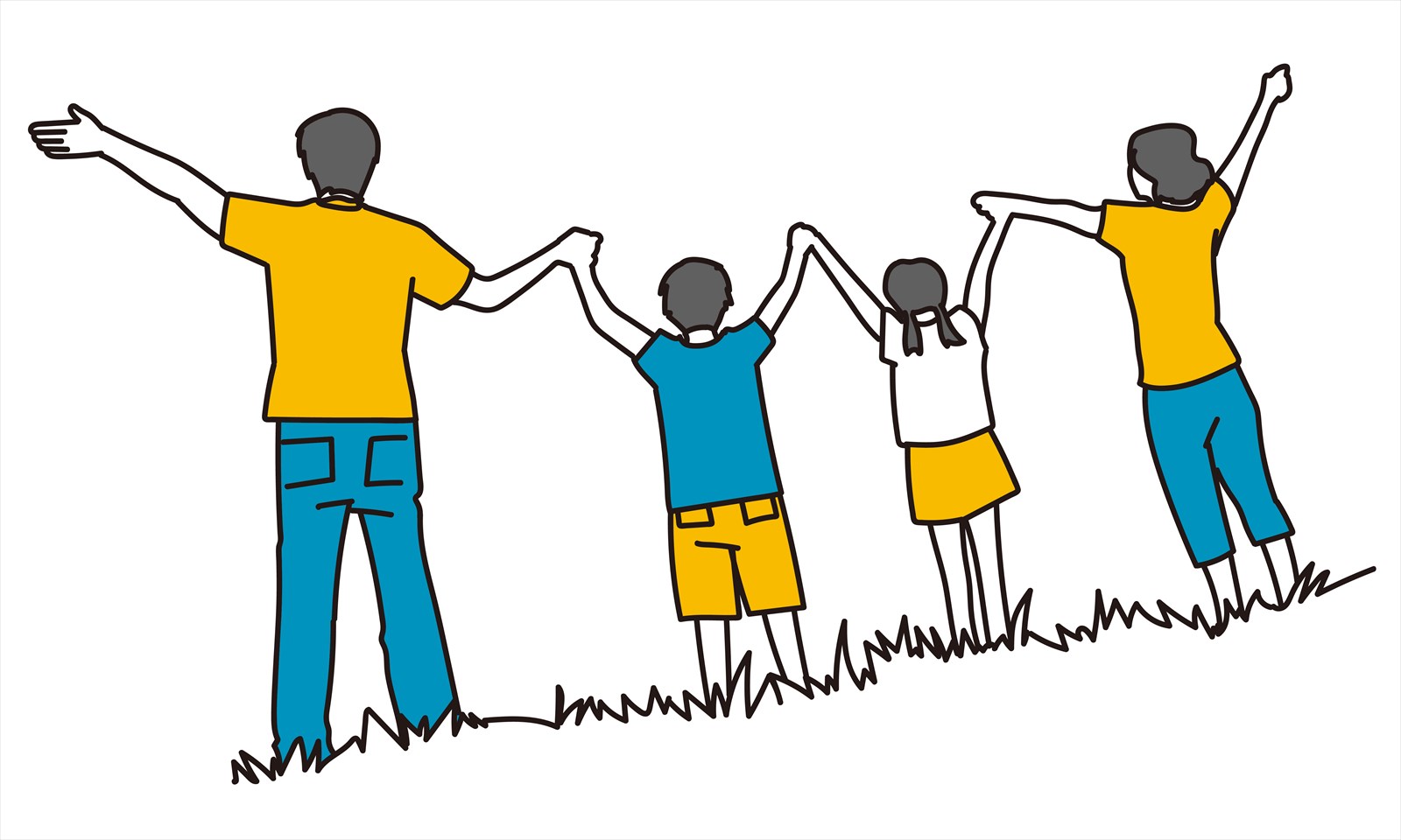 手をつなぐ家族